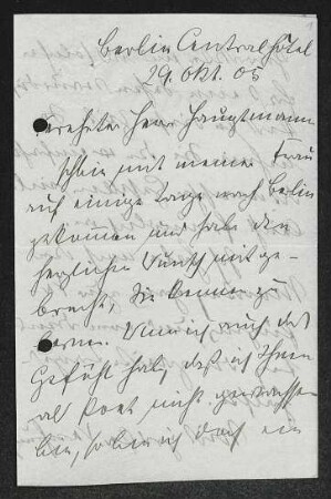 Brief von Gustav Frenssen an Gerhart Hauptmann