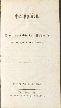 Titelseite (Erster Band. Zweites Stück)