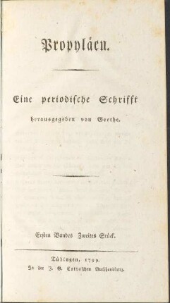 Titelseite (Erster Band. Zweites Stück)