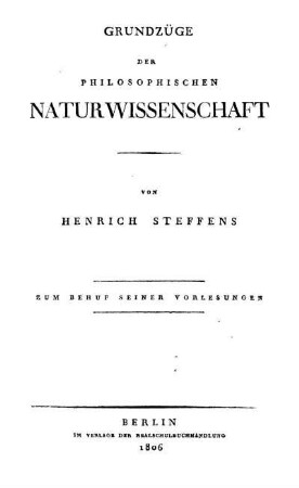 Grundzüge der philosophischen Naturwissenschaft