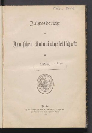 1894: Jahresbericht der Deutschen Kolonialgesellschaft : bearb. in der Geschäftsstelle