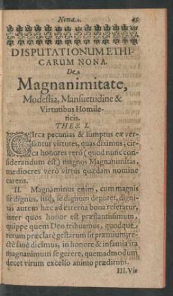 Disputationum Ethicarum Nona.