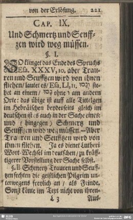 Cap. IX. Und Schmertzen und Seuffzen wird weg müssen