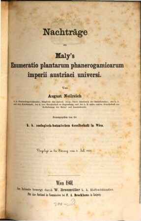 Nachträge zu Maly's Enumeratio plantarum phanerogamicarum imperii austriaci universi