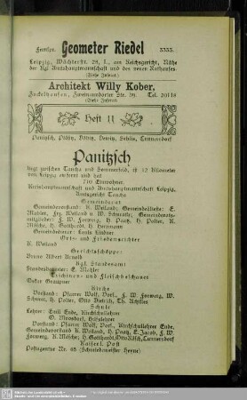 Heft 11. Panitzsch. Plösitz. Döbitz. Dewitz. Sehlis. Cunnersdorf