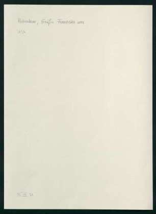 Brief von Gräfin Franziska von Hohenheim an Philipp Christian Friedrich von Normann