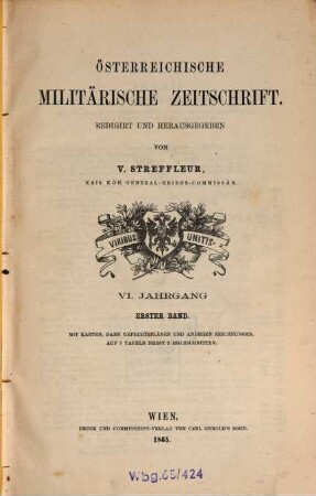Österreichische militärische Zeitschrift. 1865, 1 = Jg. 6