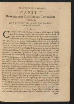 Caput II. Resolutionem Quaestionum Textualium Exhibens.