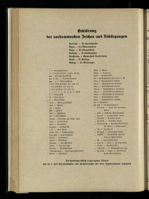 Erklärung der vorkommenden Zeichen und Abkürzungen