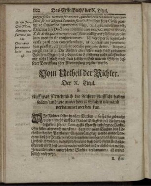 Der X. Titul. Vom Urtheil der Richter