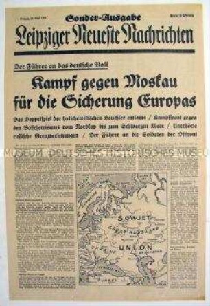 Sonderausgabe der "Leipziger Neuesten Nachrichten" zum Überfall auf die Sowjetunion