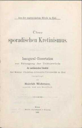 Über sporadischen Kretinismus