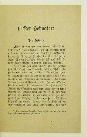 I. Der Heimatort
