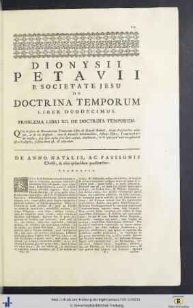 De anno natalis, ac passionis Christi ... Protheōria.