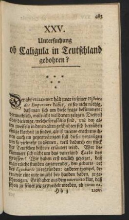 XXV. Untersuchung ob Caligula in Teuschland gebohren?
