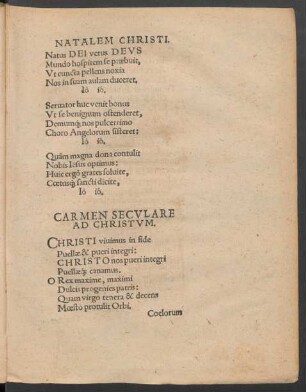 Carmen Seculare Ad Christum.