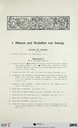 I. Münzen und Medaillen von Danzig (Nr. 1-690)