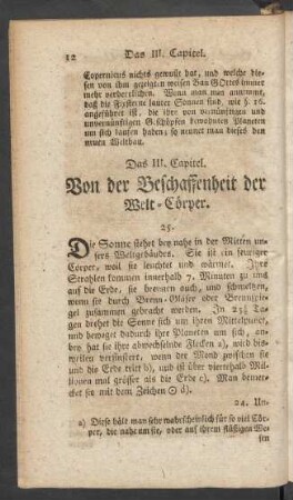 Das III. Capitel. Von der Beschaffenheit der Welt-Cörper