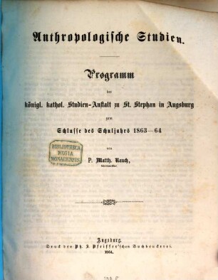 Anthropologische Studien, [1]