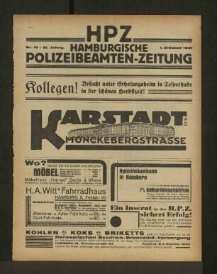 Nr. 19 * 21. Jahrg. 1. Oktober 1931