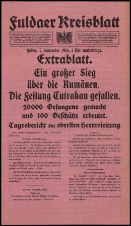 Ausgabe vom Donnerstag, den 07. September 1916.