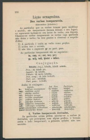Lição sexagesima. - Dos verbos inseparaveis. (Untrennbare Zeitwörter.)