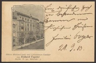 Ansichtskarte "Höhere Mädchenschule und Lehrerinnen-Seminar von Richard Vogeler", Ritterstraße 5