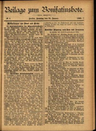 Zweite Ausgabe vom Sonntag, den 21. Januar 1900.