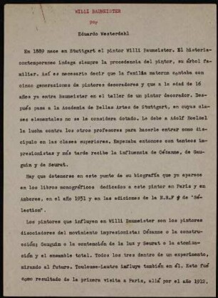 Willi Baumeister por Eduardo Westerdahl