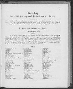 Eintheilung der Stadt Hamburg nebst Vorstadt und der Vororte.