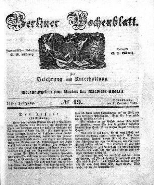 No. 49, Sonnabend, den 7. December 1839.