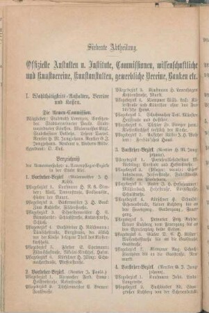 I. Wohlthätigkeits-Anstalten, Vereine und Kassen.