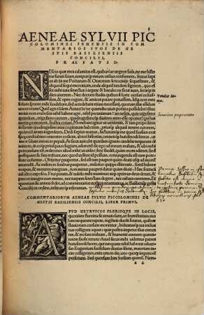 Commentariorvm Aeneae Sylvii Piccolominei Senensis, De Concilio Basileae celebrato libri duo : olim quidem scripti, nunc uero primum impressi, In quibus sic illam synodum depingit ... ; Cvm multis aliis nunquam antehac impressis, quorum cognoscendorum gratia ne te pigeat sequente[m] indicem aut epistolam percurrere