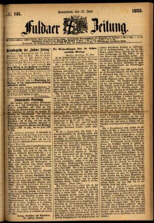 Ausgabe vom Samstag, den 23. Juni 1883.