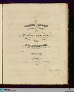 Grand galop sur un thème de Donizetti : pour le pianoforte à quatre mains; op. 92
