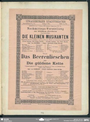 Theaterzettel Aufführung in Straßburg (3.1.1897)