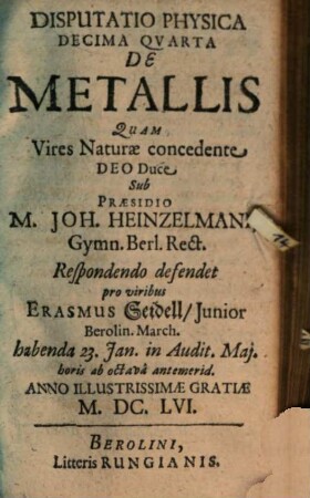 Disp. phys. decima quarta de metallis