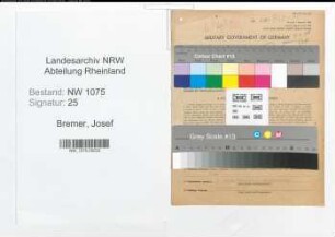 Entnazifizierung Josef Bremer , geb. 06.04.1905 (Bauingenieur)