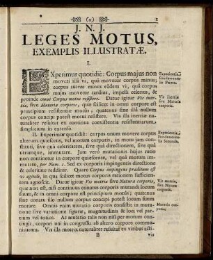 Leges Motus, Exemplis Illustratæ.