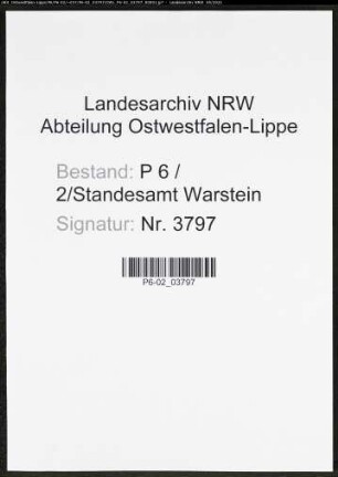 Heiratsregister Standesamt Warstein