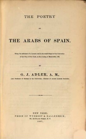 The poetry of the Arabs of Spain