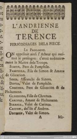 L'Andrienne De Terence