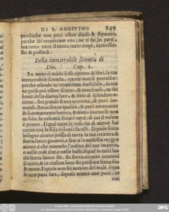 Della inenarrabile scientia di Dio. Cap. 2.