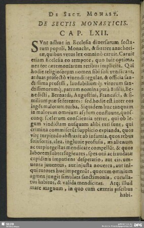 De Sectis Monasticis. Cap. LXII.