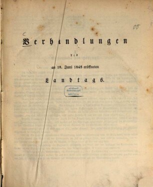 Verhandlungen der Abgeordnetenkammer des Herzogthums Gotha. [1.] 1848 (1849), 18. Juni
