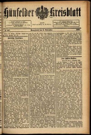 Ausgabe vom Samstag, den 06. November 1897.