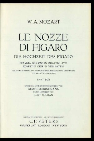 Le nozze di Figaro : dramma giocoso in 4 atti