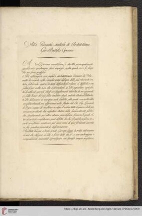 Alla Gioventù studiosa di Architettura Gio. Battista Cipriani