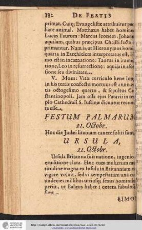 Festum Palmarum 21. Octobr.