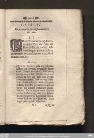Caput IV. De gratuito praedestinationis decreto.
